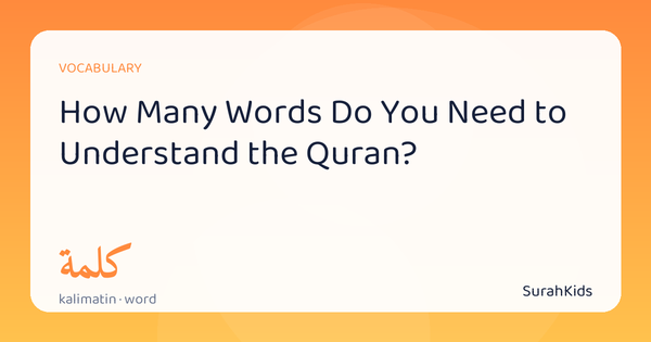 Header image for “How Many Words Do You Need to Understand the Quran?”, showing the Arabic word kalimatin (word).