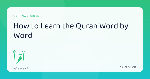 Header image for “How to Learn the Quran Word by Word”, showing the Arabic word iqra (read).