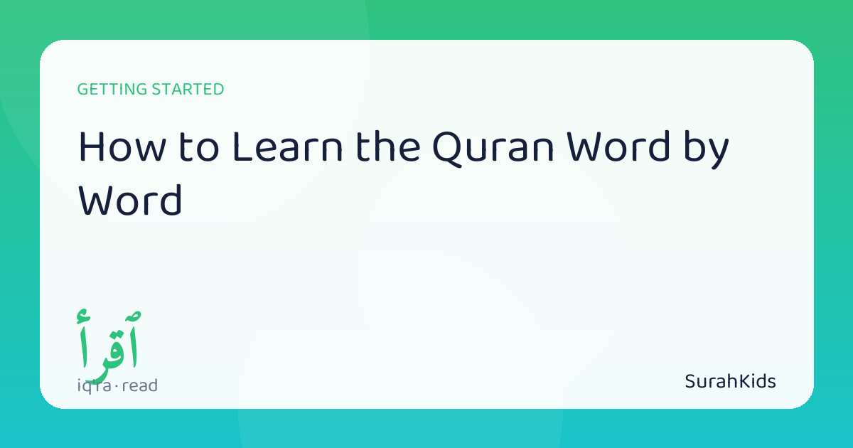 Header image for “How to Learn the Quran Word by Word”, showing the Arabic word iqra (read).