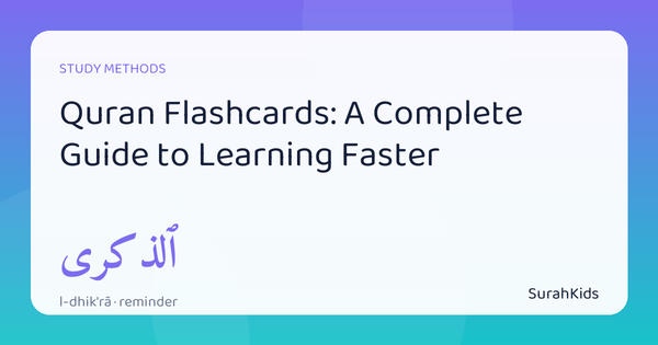 Header image for “Quran Flashcards: A Complete Guide”, showing the Arabic word al-dhikrā (the reminder).