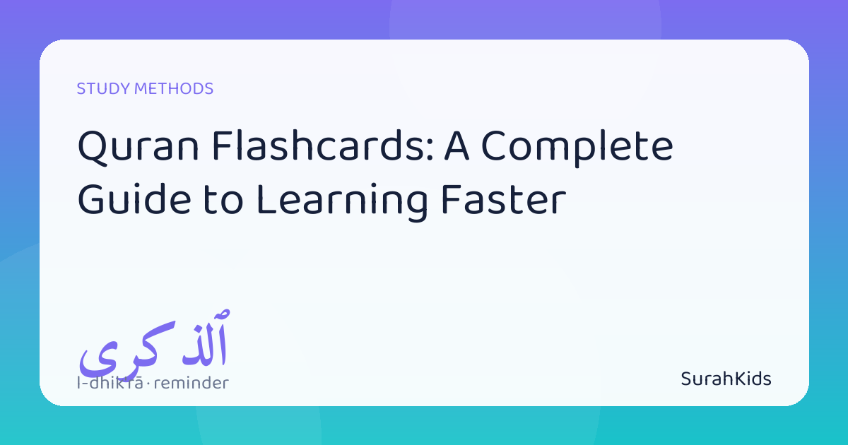 Header image for “Quran Flashcards: A Complete Guide”, showing the Arabic word al-dhikrā (the reminder).